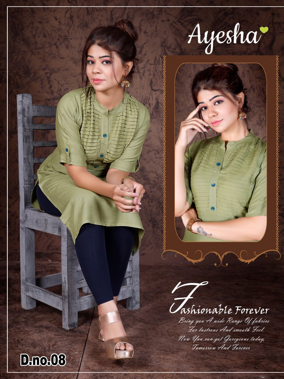 Ayesha Preet  Latest Fancy Designer Heavy Rayon Slub Plain Kurti Collection